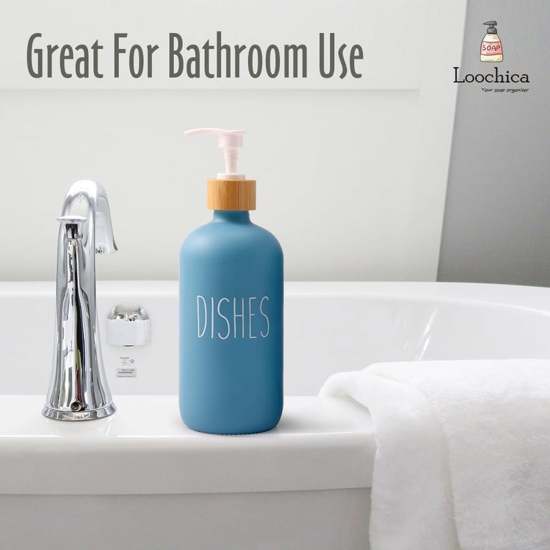 Loochica Blue Glass Kitchen Soap Dispenser, Detergent Dispenser or Dish Soap Dispenser for Kitchen Sink, Blue Soap Dispenser, Modern Blue Decor Dish Soap Pump for Kitchen Organization - Image 5
